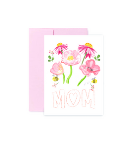 Floral Card for Mom / Mother's Day Card Floral Honey Bees