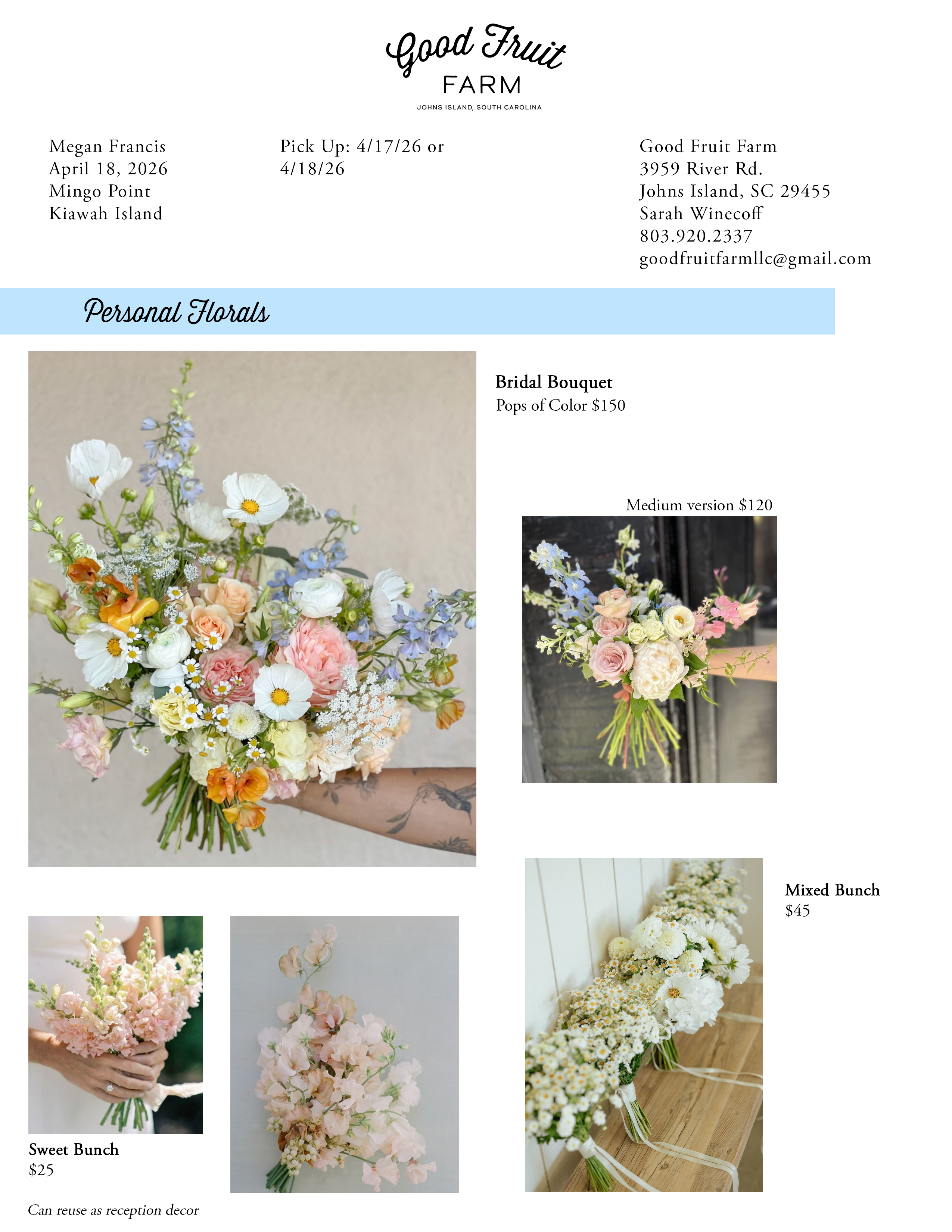 Megan Francis Wedding Deposit $25
