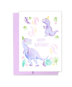 Purple Dino Birthday / Fun Birthday Dinosaur Card