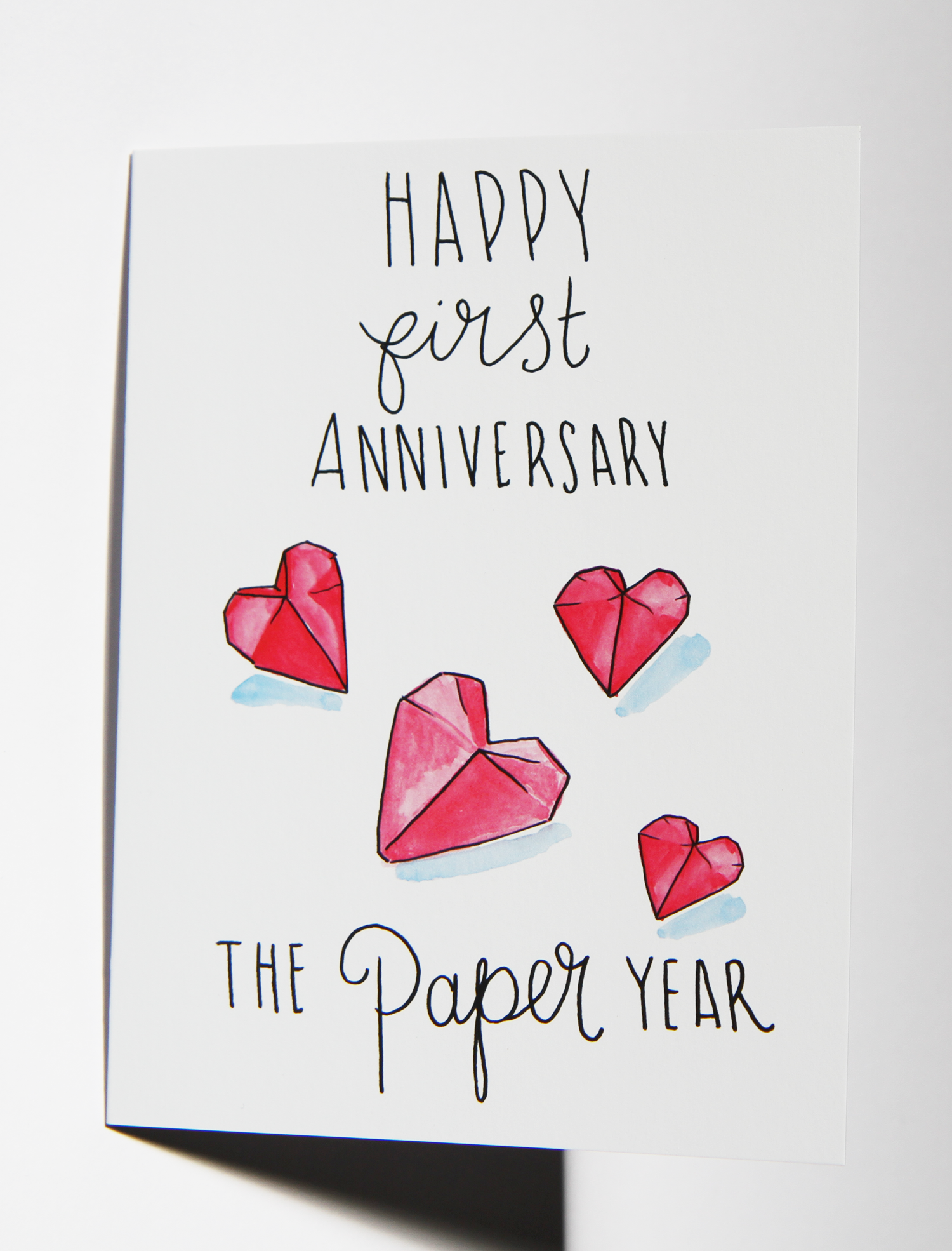 First Married Anniversary Paper Hearts Card