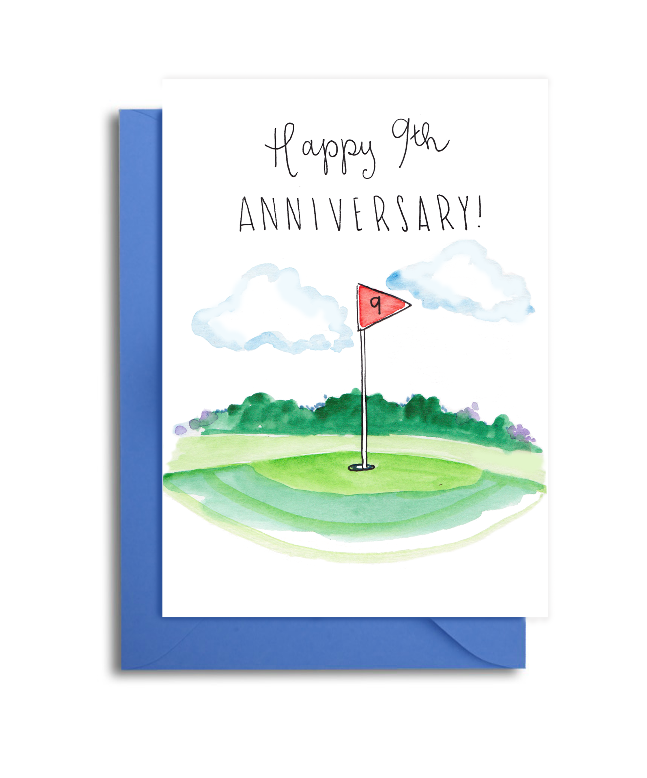 9th Wedding Anniversary Card - Ninth Anniversary Golf Themed Card