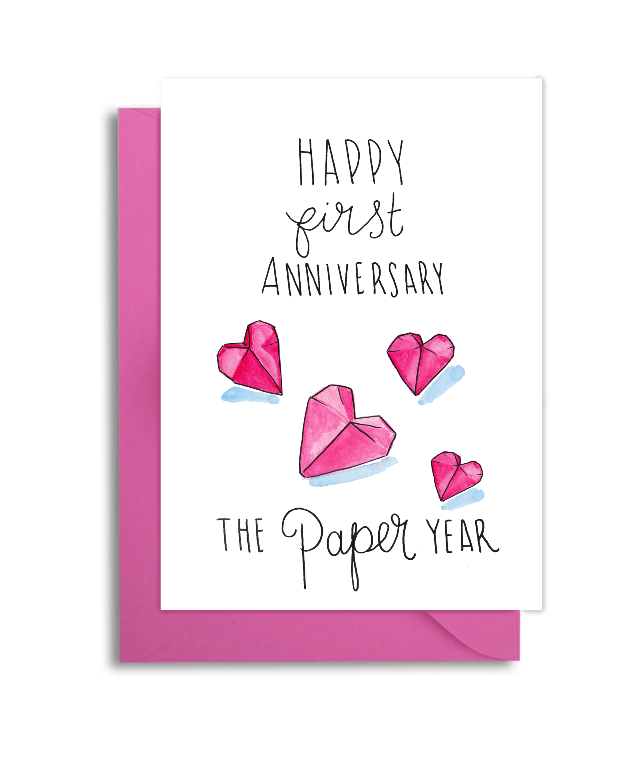 First Married Anniversary Paper Hearts Card