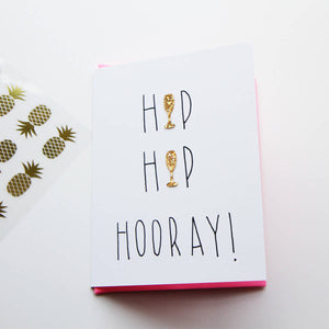 Hip Hip Hooray Card with Champagne Confetti