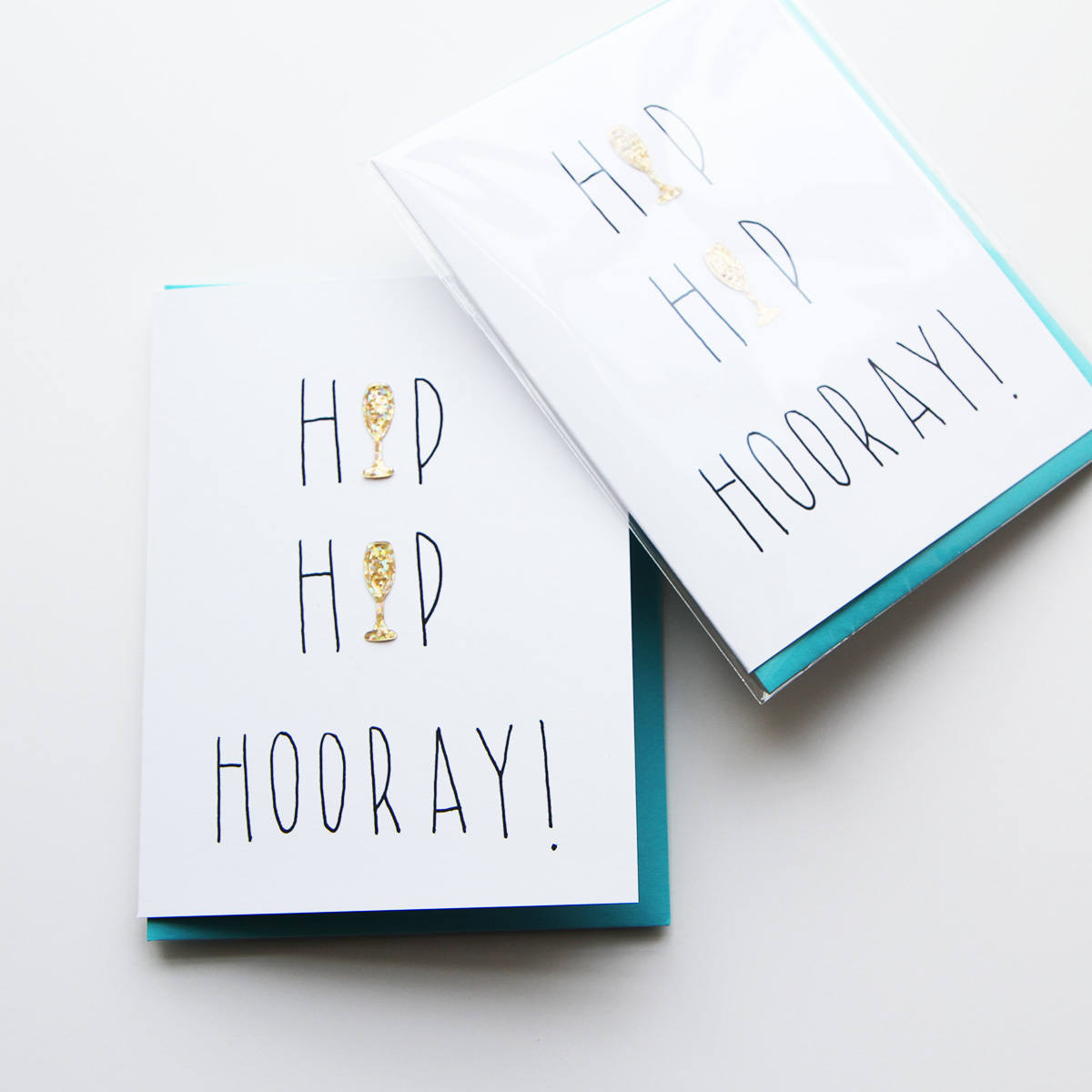 Hip Hip Hooray Card with Champagne Confetti